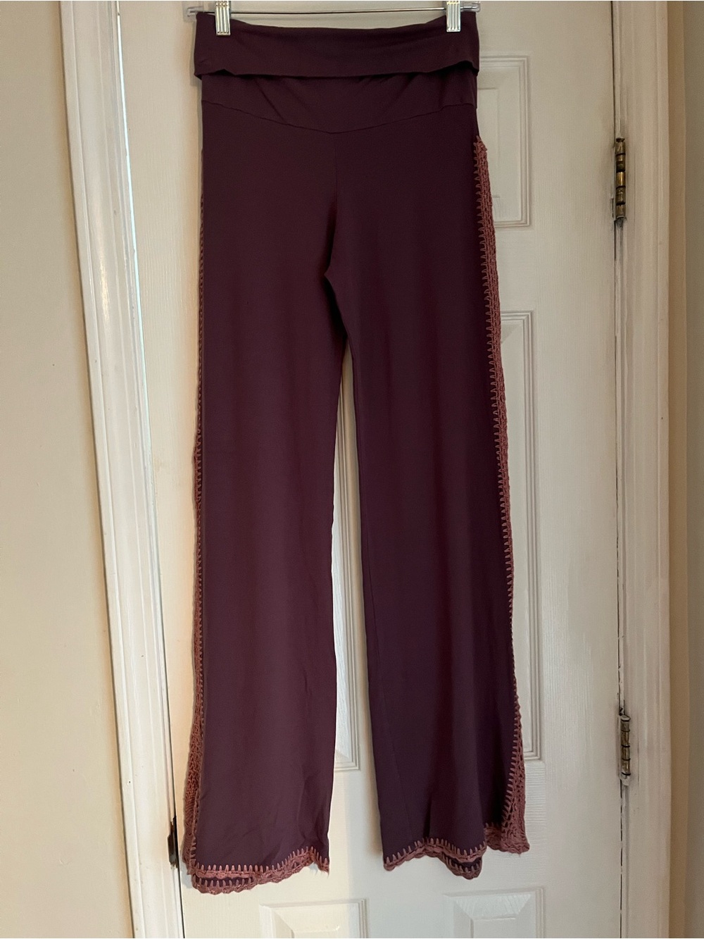 Bell bottomed pants with Crochet trim 100% Cotton